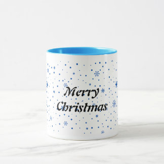 Merry Christmas mug with blue snowflakes Mugg