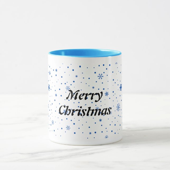 Merry Christmas mug with blue snowflakes Mugg (Center)