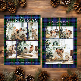 Merry Christmas Multi Photo Green Plaid Julkort