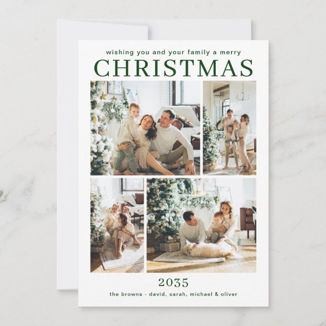 Merry Christmas Multi Photo Holiday Card Julkort (Framsida)