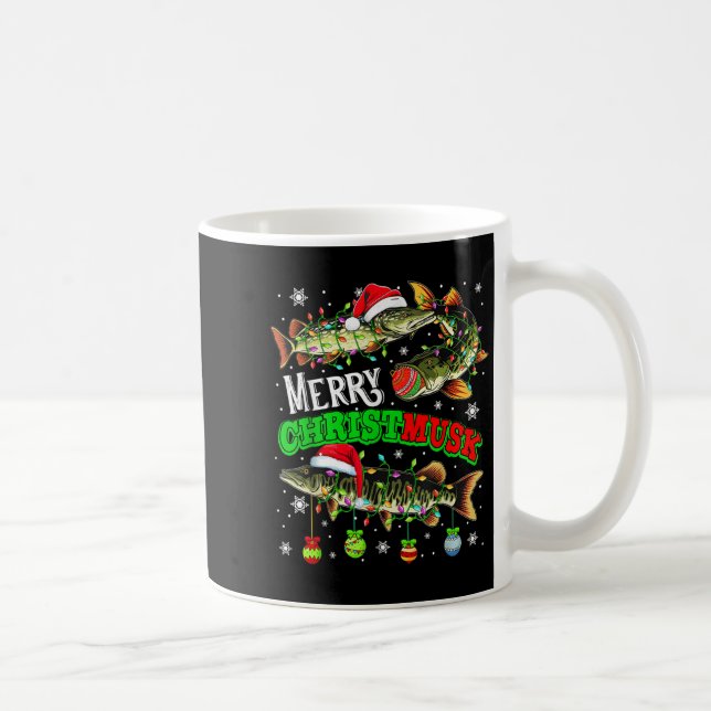 Merry Christmas Musky Three Santa Muskies Fisher F Kaffemugg (Höger)