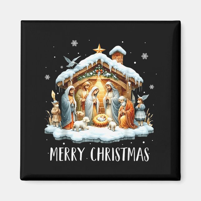 Merry Christmas Nativity Scene North Star Baby Jes Magnet (Framsidan)