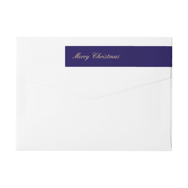Merry Christmas Navy Blue Wrap-Around Label Etikettband (Baksidan)