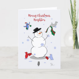 Merry Christmas Neighbor Snowman Holiday Card      Kort
