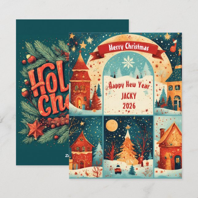 Merry Christmas New Year 20xx Julkort (Fram/baksida)