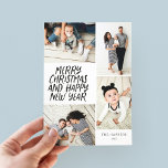Merry Christmas New Year 4 Photo Collage Julkort<br><div class="desc">This stylish and festive multi-photo holiday card features handwritten styled type with a photo collage showcasing 4 of your photos. The back side features a floating dot pattern in matching colors. Just add your photos and text with a few taps and clicks and you're done. To customize even further, click...</div>