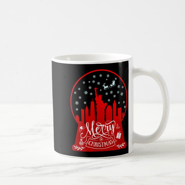 Merry Christmas New York Skyline In Snow Globe Sno Kaffemugg (Höger)