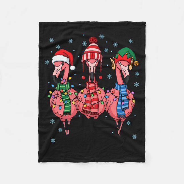 Merry Christmas Nk Flamingo Santa Hat Matching Fam Fleecefilt (Framsidan)
