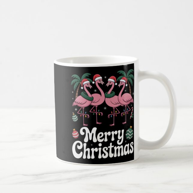 Merry Christmas Nk Flamingo Santa Hat Xmas Light T Kaffemugg (Höger)