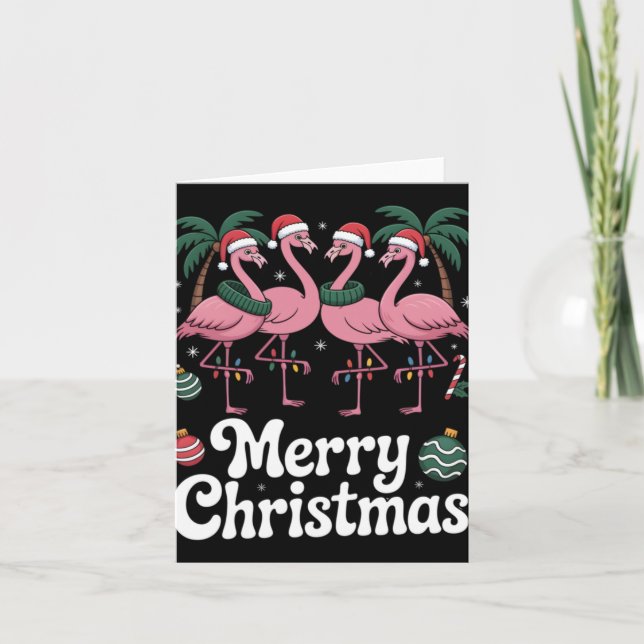 Merry Christmas Nk Flamingo Santa Hat Xmas Light T Kort (Framsida)