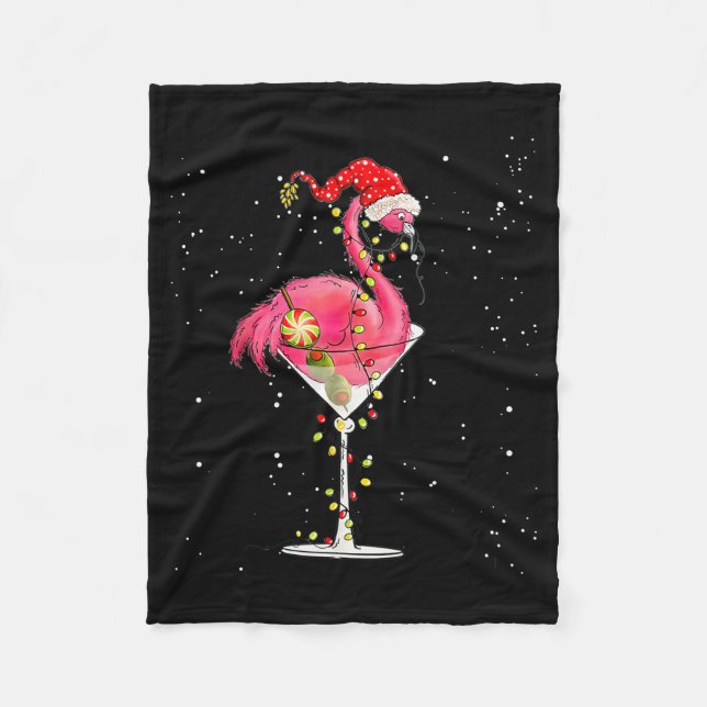 Merry Christmas Nk Flamingo Wine Drinking Lights X Fleecefilt (Framsidan)