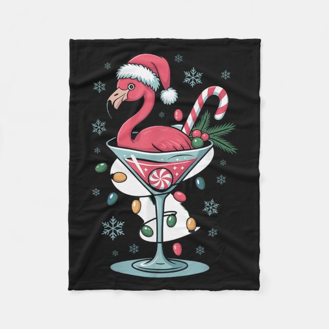 Merry Christmas Nk Flamingo Wine Drinking Lights X Fleecefilt (Framsidan)