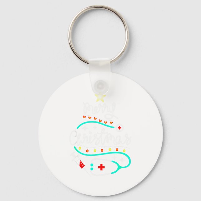 Merry Christmas Nurse Doctor Stethoscope Christmas Nyckelring (Framsida)