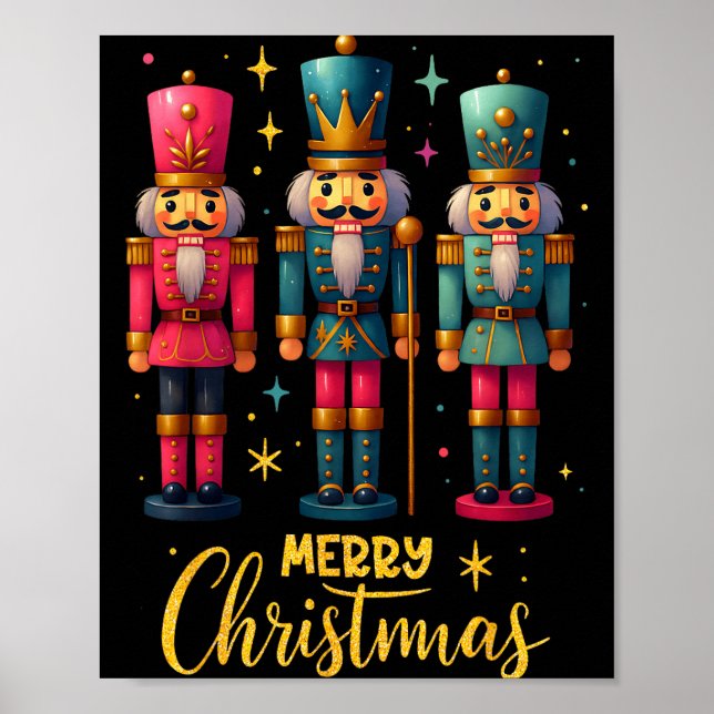 Merry Christmas Nutcracker Ballet Dance Women Kids Poster (Framsidan)
