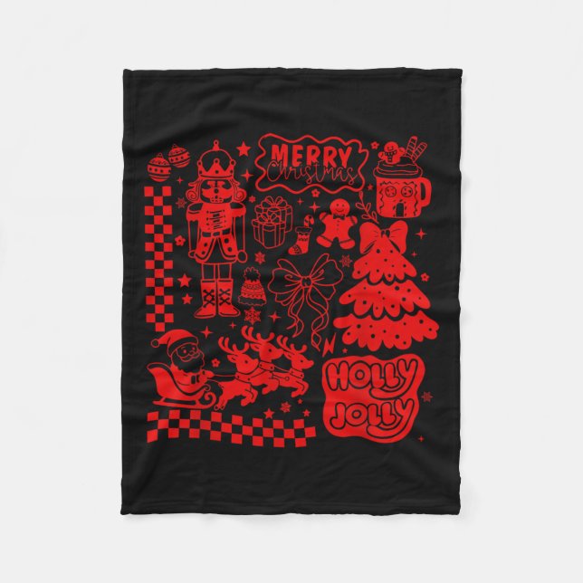 Merry Christmas Nutcracker Santa Clause Gingerbrea Fleecefilt (Framsidan)