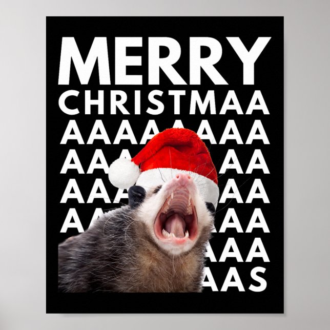 Merry Christmas Opossum Screaming Fun Men Women Ki Poster (Framsidan)
