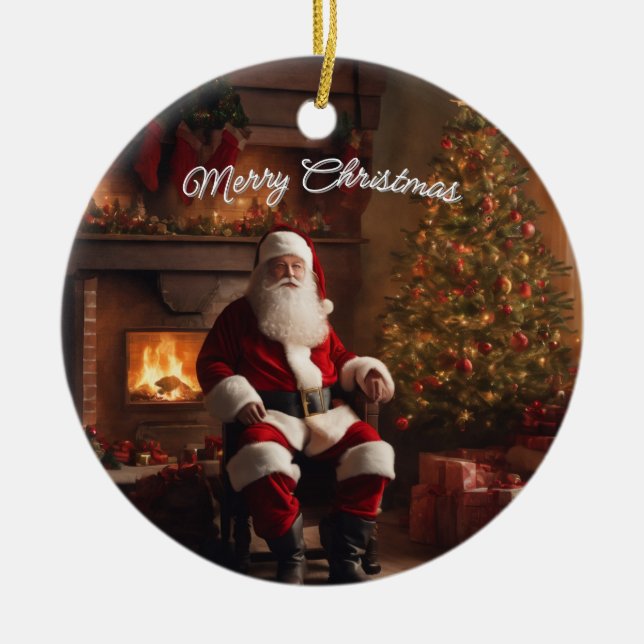 Merry Christmas Ornament: Festive Holiday Keepsake Julgransprydnad Keramik (Framsidan)