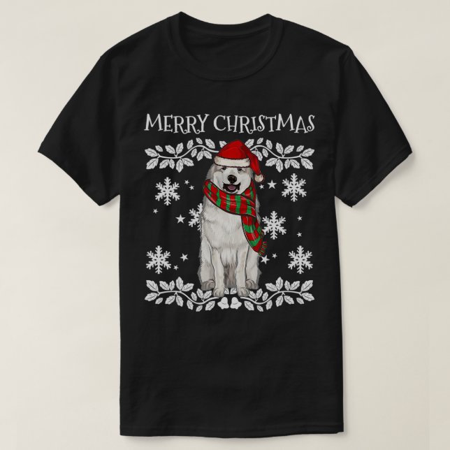 Merry Christmas Ornament Great Pyrenee Xmas Santa  T Shirt (Design framsida)