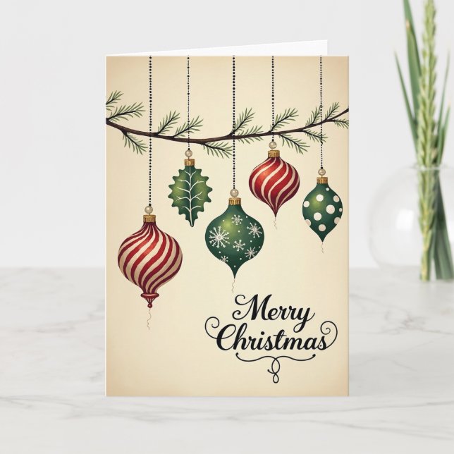 Merry Christmas Ornaments Greeting Card Kort (Framsida)