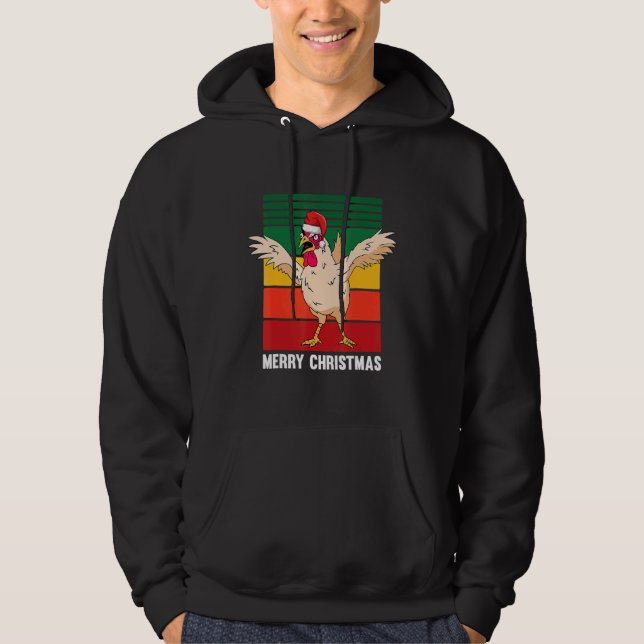 Merry Christmas Pajama  Chicken Retro Hoodie (Framsida)