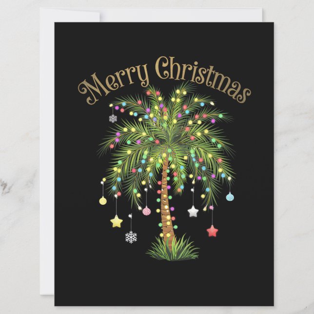 Merry Christmas Palm Tree Light New Year Tropical  (Framsida)