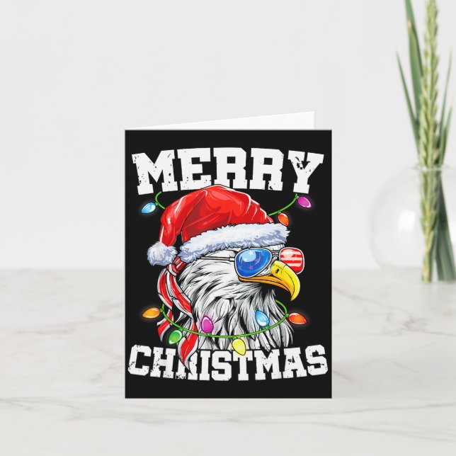Merry Christmas Patriotic Usa Patriotic Santa Bald Kort (Framsida)