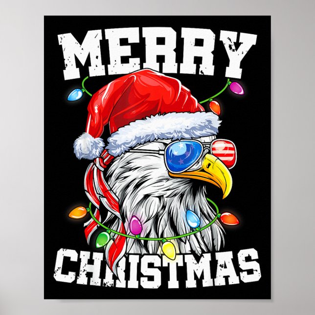 Merry Christmas Patriotic Usa Patriotic Santa Bald Poster (Framsidan)