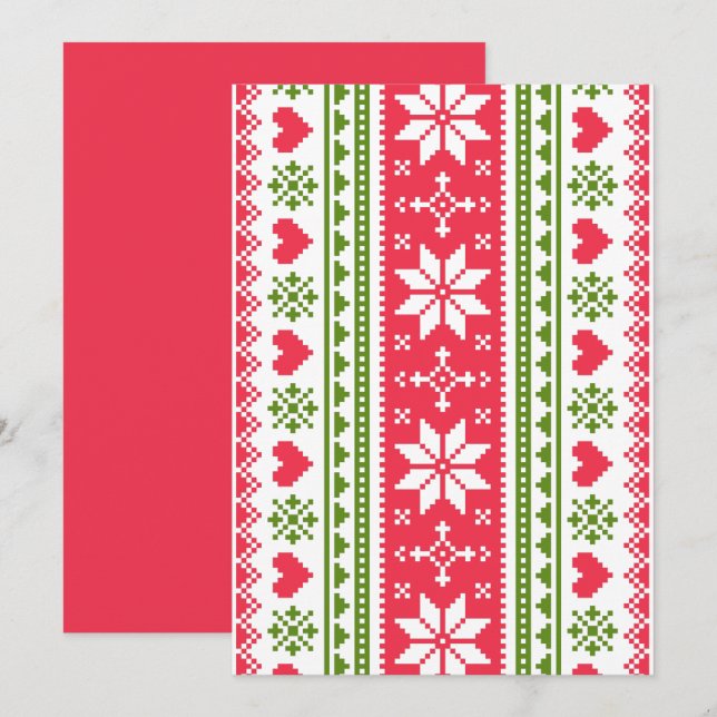 Merry Christmas pattern 3 Julkort (Fram/baksida)