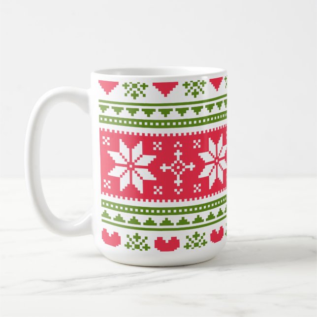 Merry Christmas pattern 3 Kaffemugg (Vänster)