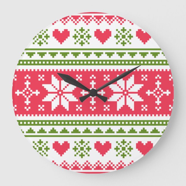 Merry Christmas pattern 3 Stor Klocka (Framsida)