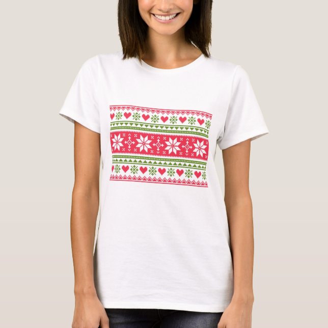 Merry Christmas pattern 3 T Shirt (Framsida)