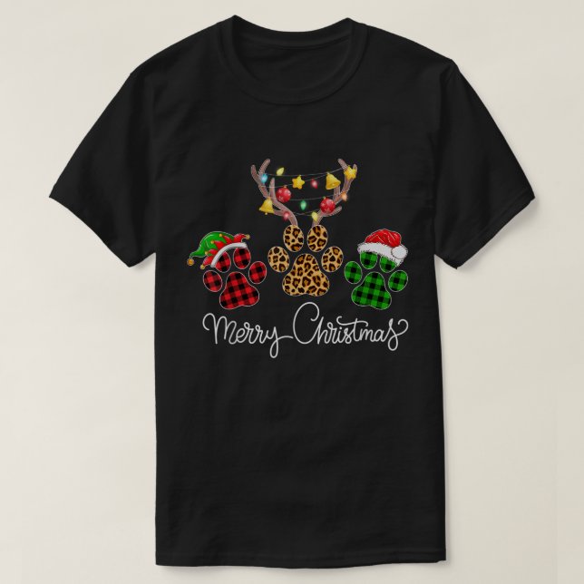 Merry Christmas Paw Prints Design T Shirt (Design framsida)