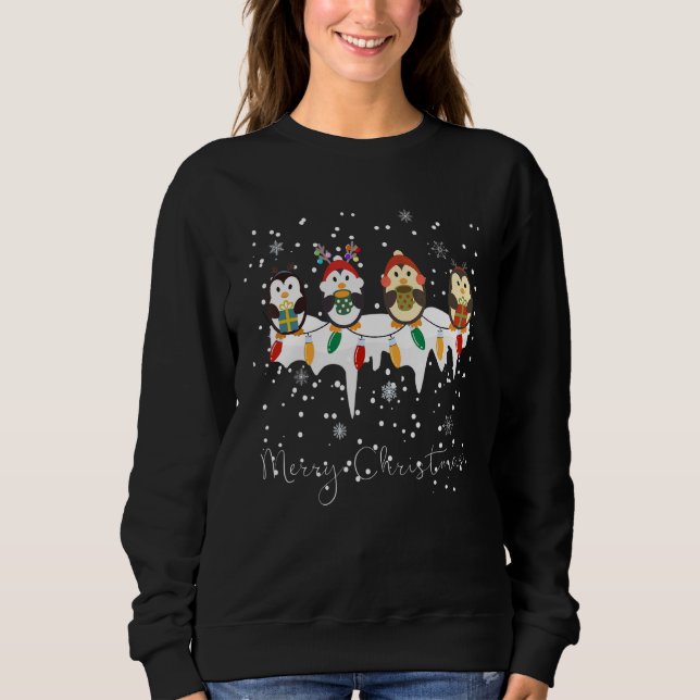 Merry Christmas Penguins Xmas Holidays T Shirt (Framsida)