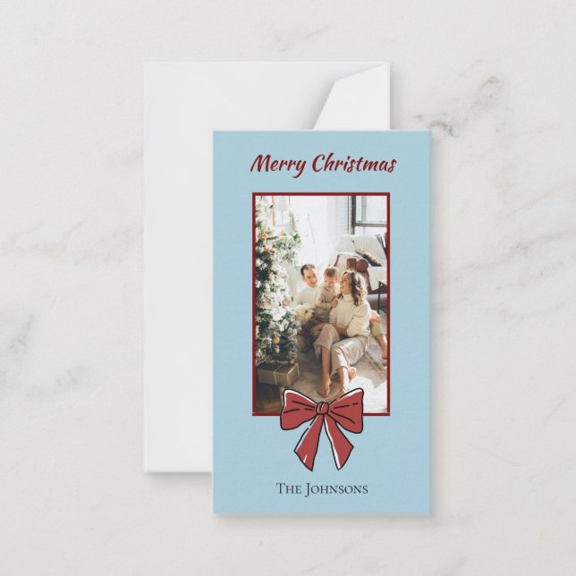 Merry Christmas Personalized Note Card | Red Bow Anteckningskort (Framsida)