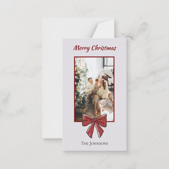 Merry Christmas Personalized Note Card | Red Bow Anteckningskort (Framsida)