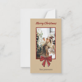 Merry Christmas Personalized Note Card | Red Bow Anteckningskort