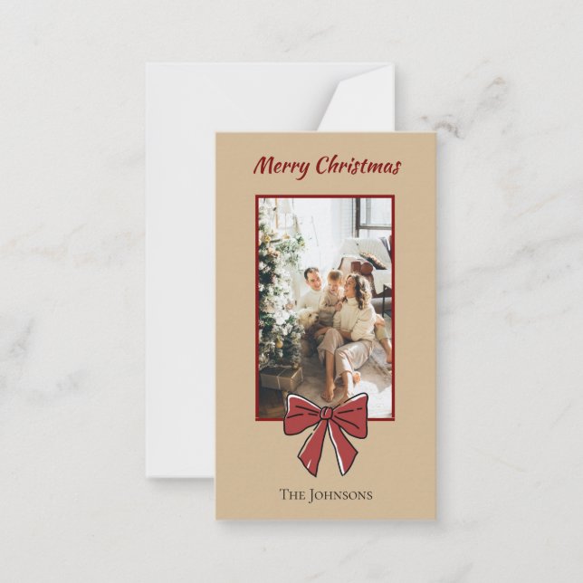Merry Christmas Personalized Note Card | Red Bow Anteckningskort (Framsida)