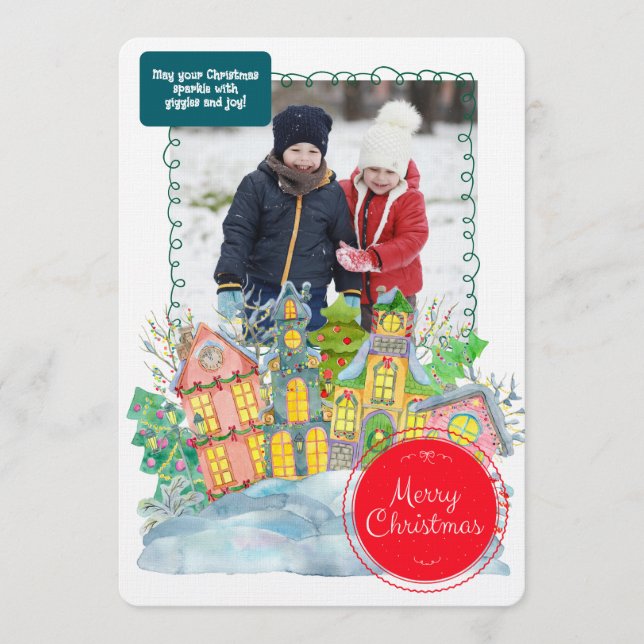 Merry Christmas Personalized Photo Holiday Inbjudningar (Framsida)