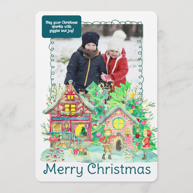 Merry Christmas Personalized Photo Holiday Inbjudningar (Framsida)