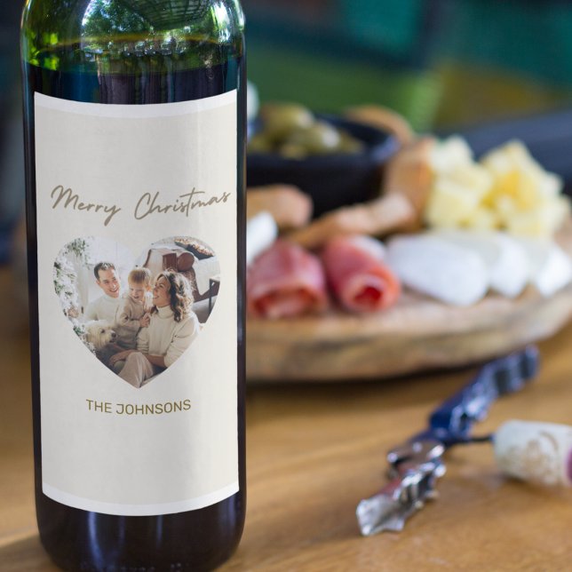 Merry Christmas Personalized Photo Wine Labels Vinflaska Etikett (Skapare uppladdad)