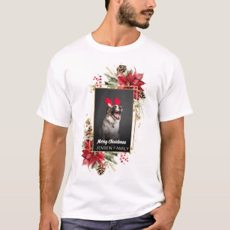 Merry Christmas pet dog cat photo holiday gifts  T Shirt