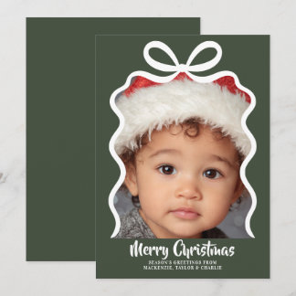 Merry Christmas Photo and Ribbon Personalized Julkort