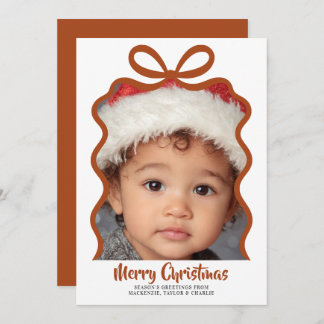 Merry Christmas Photo and Ribbon Personalized Julkort