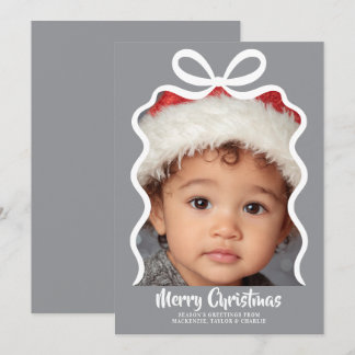 Merry Christmas Photo and Ribbon Personalized Julkort