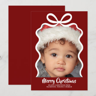 Merry Christmas Photo and Ribbon Personalized Julkort