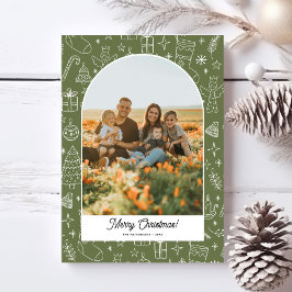 Merry Christmas Photo Arch, Fun Doodle Drawings Julkort