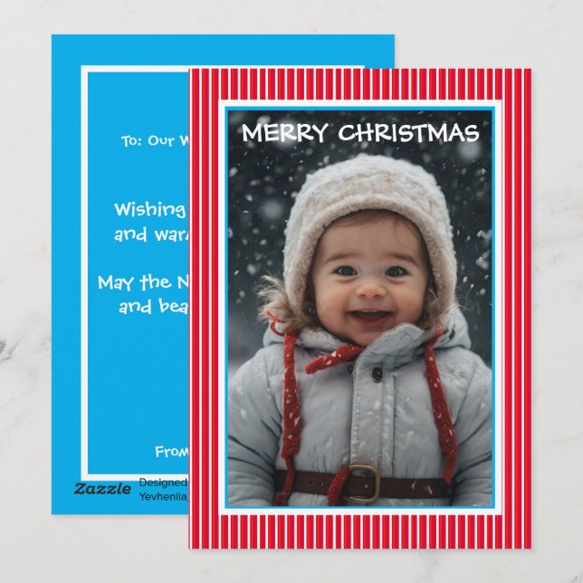 Merry Christmas Photo Card for Grandma from Family Julkort (Fram/baksida)