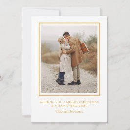 Merry Christmas Photo Collage Gold Holiday Card Inbjudningar