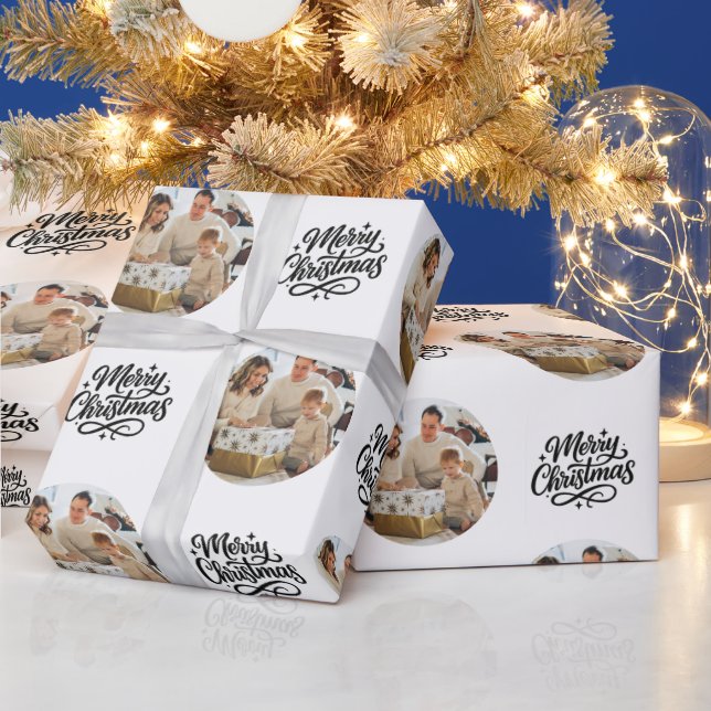 Merry Christmas Photo Collage Personalized  Presentpapper (Helgdagar)