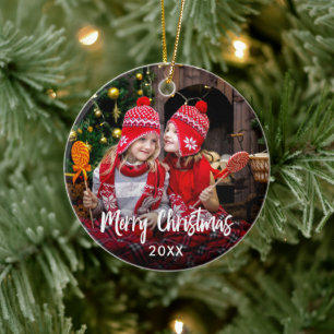 Merry Christmas Photo Julgransprydnad Keramik